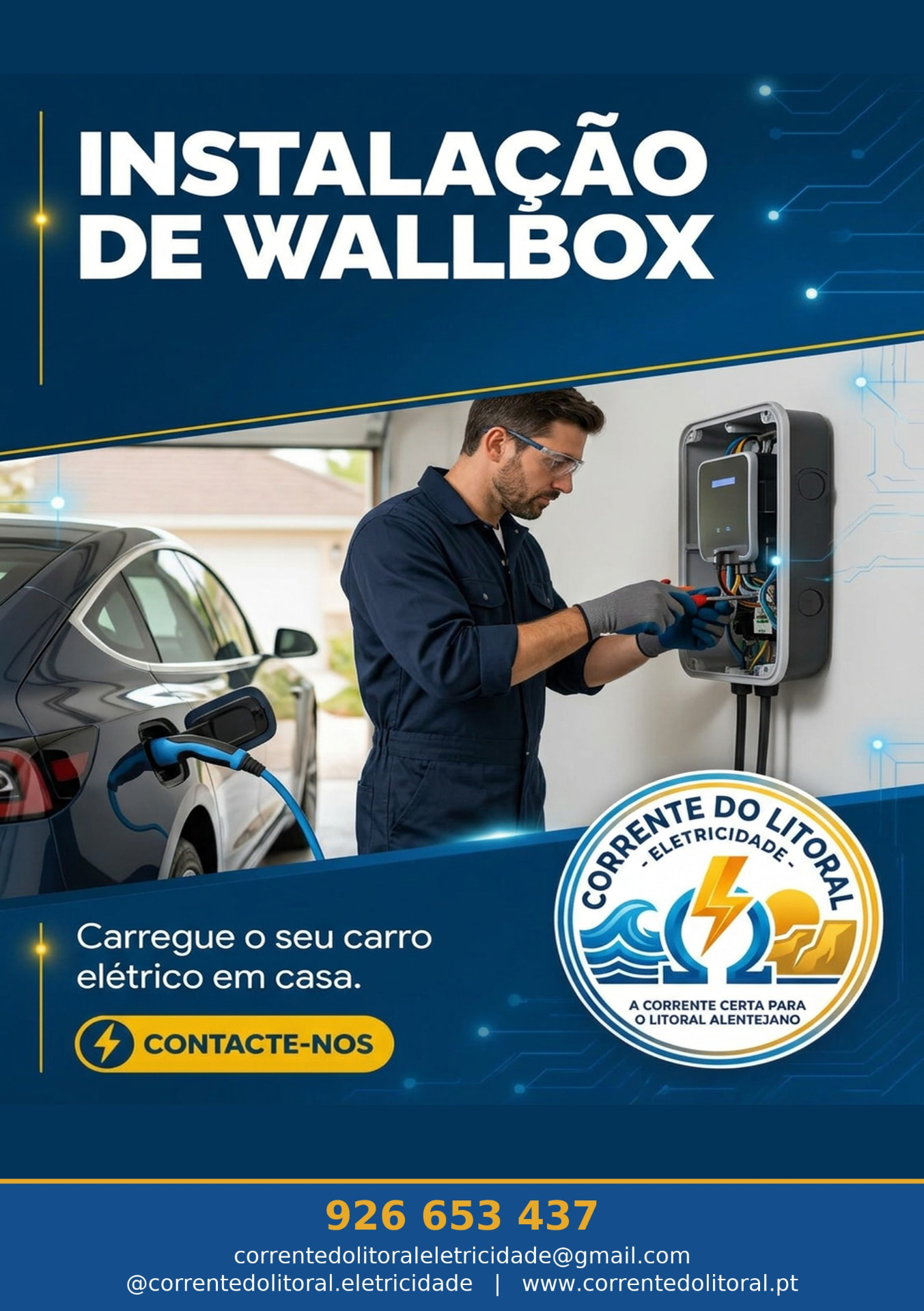 Instalação de wallbox para carregar carro elétrico em casa